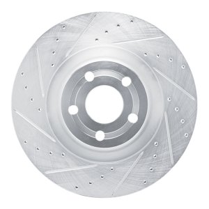 Ford Maverick Brake Rotor (1) - Front Left - R1 Concepts - Drilled & Slotted - Silver - `22-`25